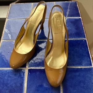 J. Crew Patent Sling Back High Heel w/Round Toe in Camel Color - sz 6